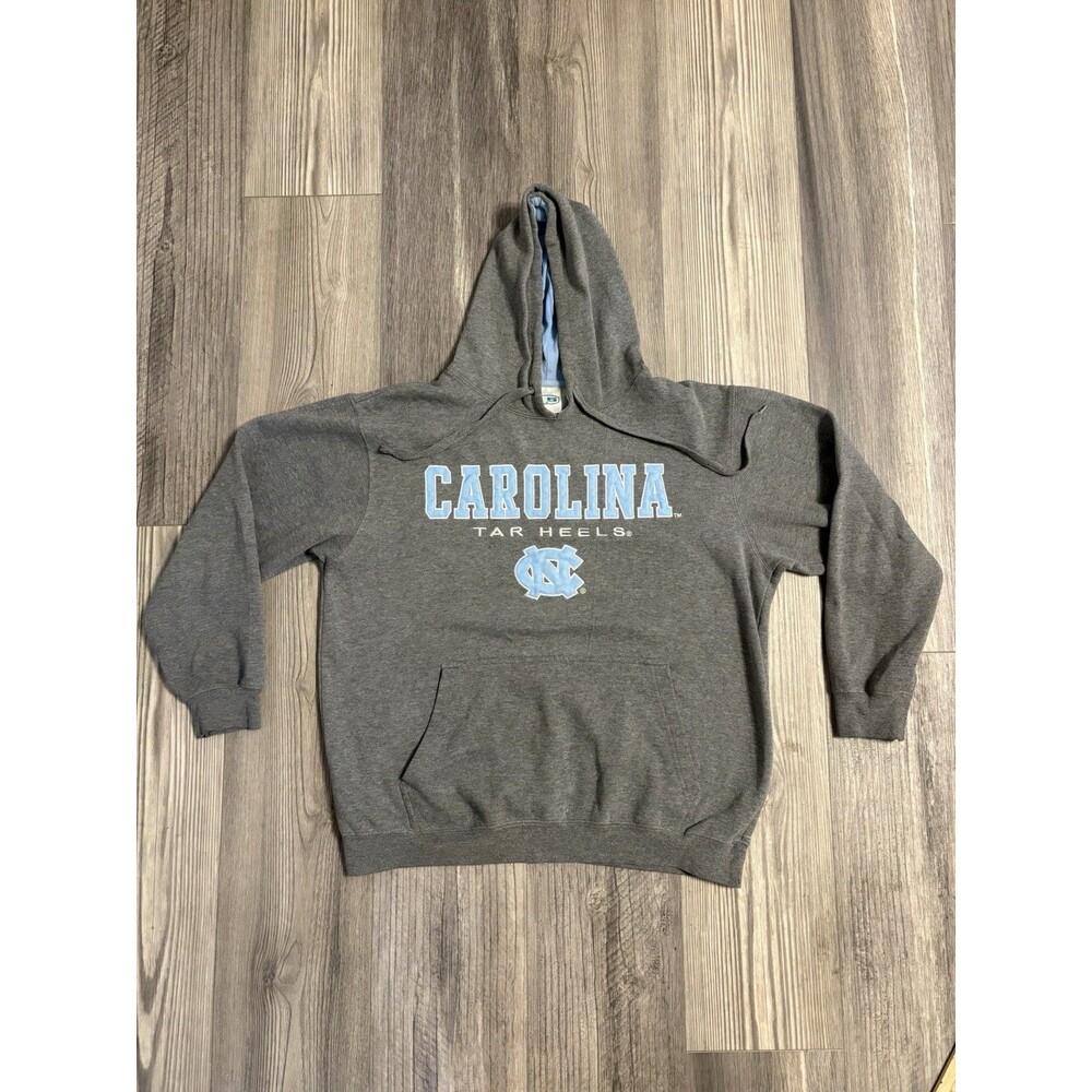 Vintage E5 University of North Carolina Hoodie Gray Stitched Spellout Large